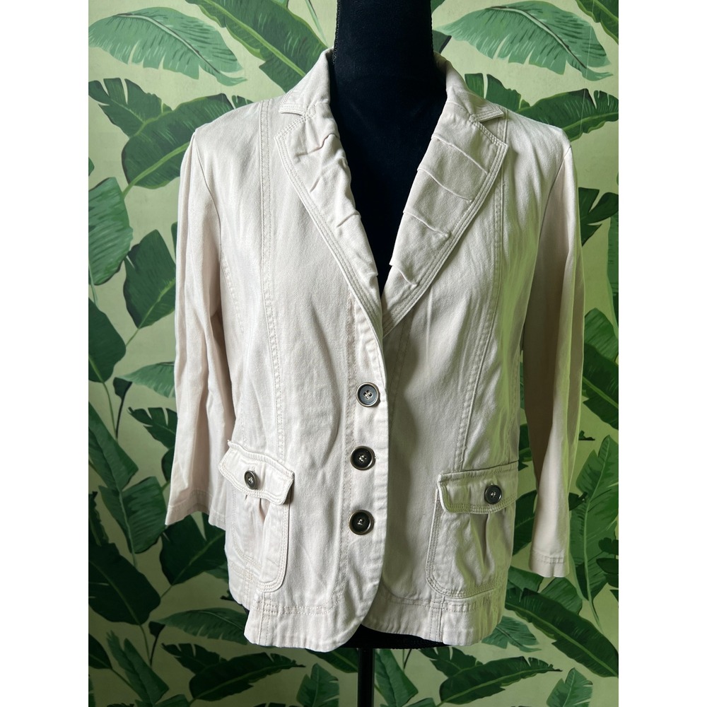 Dressbarn Blazer Jacket Women Medium Beige‎ Cream